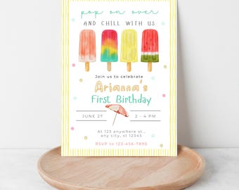 Editable Popsicle Birthday Invitation: Summer Party DIY Canva Invite