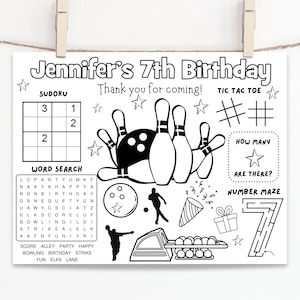 Bowling Birthday Party | Sports Theme Bowling Event Party Game | Kids Birthday | Party Favor | Coloring Sheet | Personalized Activity Sheet