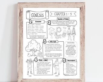 GENESIS - Bible Made Simple - Bible Study Guide for Kids with coloring Images | Instant PDF Download