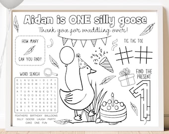 Silly Goose Birthday Party Activity Sheet: Personalized Placemat (Digital Download)