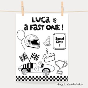Customized Racing Themed Birthday Party Activity Sheet | Race Car Fast One Two Fast Party Activity Sheet | Racing Party Favor | Placemat