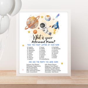 Quel est votre nom d'astronaute Jeu | Jeu d'anniversaire dans l'espace | Galaxy anniversaire fête activité garçon fusée téléchargement numérique imprimable