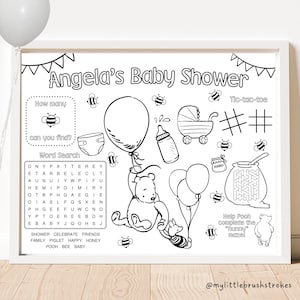 Winnie the Pooh Baby Shower Activity Sheet: Personalized Party Placemat (Digital Download)