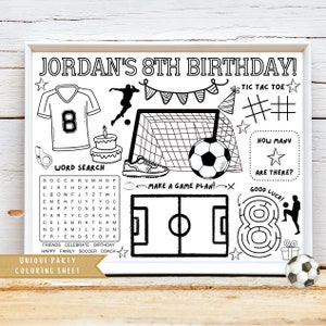 Soccer Birthday Party Sports Theme Party Soccer Party Favor Football Coloring Sheet Personalized Activity Sheet image 1