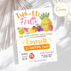 Invitación para la primera fiesta de cumpleaños de Twotti Frutti Berry MÁS paquete de tarjetas de agradecimiento / Invitación para fiesta de cumpleaños de frutas / Fiesta de frutas / Digital