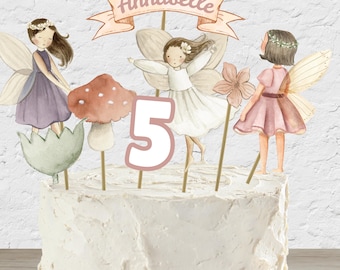 Editable Watercolor Fairy Cake Toppers: Birthday Party Decor (Digital Download)
