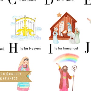 Bible Alphabet Wall Art: Christian Nursery Decor (Digital Download) image 3