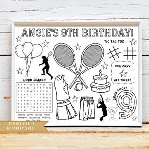 Personalized Tennis Birthday Coloring Sheet: Party Activity (Digital Download)