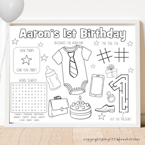 Baby Birthday Activity Sheet: Suit Onesie Coloring Page (Digital Download)