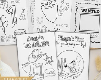 CUSTOMIZABLE Rodeo Birthday Coloring Book: Howdy Cowgirl Cowboy Birthday Party Activity Book | 12 Pages |  (Digital Download)