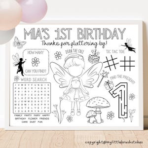 CUSTOMIZED Fairy Birthday Party | Enchanted Fairy Party Game | Fairy Party Favor | Fairy Activity Sheet Personalized Birthday Keepsake