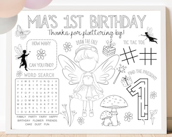 CUSTOMIZED Fairy Birthday Party | Enchanted Fairy Party Game | Fairy Party Favor | Fairy Activity Sheet Personalized Birthday Keepsake