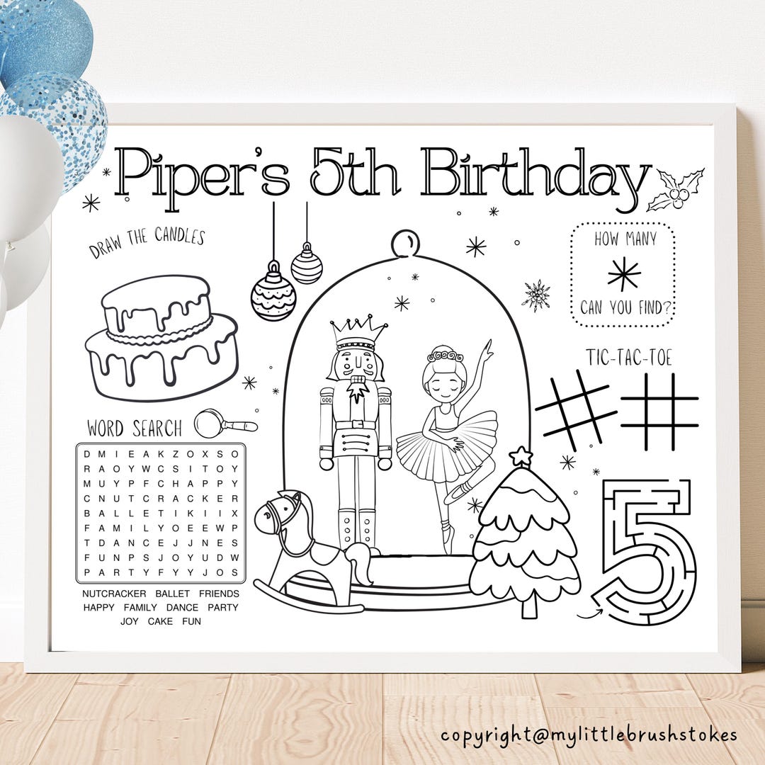 Nutcracker Birthday Party Activity Sheet | Ballerina Winter Party ...