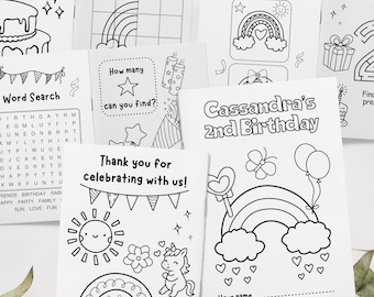 Rainbow Birthday Coloring Book: Customizable Party Activity (Digital Download)