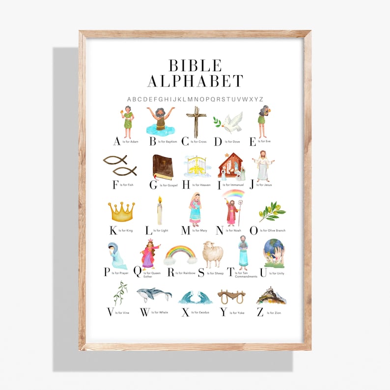 Bible Alphabet Wall Art: Christian Nursery Decor (Digital Download) image 1