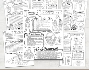 Livro de colorir para estudo bíblico do Êxodo para crianças: Imagens para colorir (Download digital)