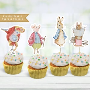 Topper per cupcake festa classica con coniglio / Decoro per festa di compleanno classica con coniglio / Topper per torta fai da te / Download istantaneo