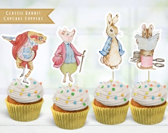 Classic Rabbit Party Cupcake Topper | Classic Rabbit Birthday Party Decor | DIY Cake Topper | Instant Download