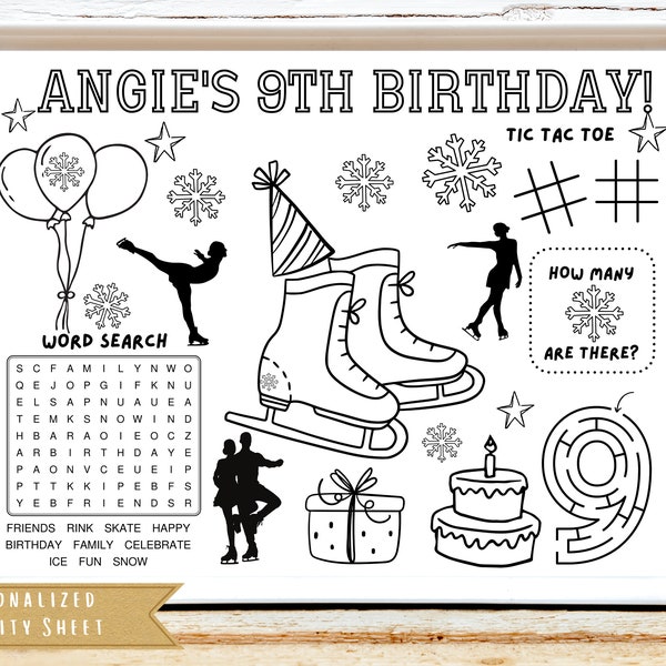 Ice Skating Birthday Party | Skating Queen of the Year | Ice rink Birthday | Party Favor | Coloring Sheet | Personalized Activity Sheet