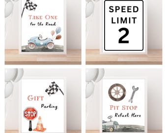 Editable Racing Party Signs Bundle: Car Birthday Decor (Digital)