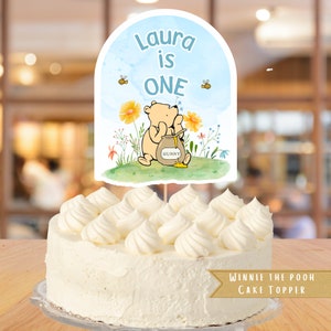 Editable Winnie the Pooh Birthday Cake Topper (Digital Download)