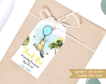 Classic Winnie the Pooh Thank You Tag | Winnie the Pooh  Gift Tag | Pooh party tag | Digital Download