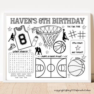 Basketball Birthday Party | Sports Theme Birthday Party | Kids Birthday | Party Favor | Coloring Sheet | Personalized Activity Sheet