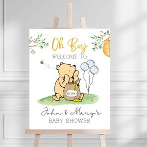 Editable Winnie the Pooh Baby Shower Welcome Sign (Digital Download)