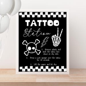 Bad TWO the Bone Tattoo Station Sign: Editable Party Decor (Digital Download)