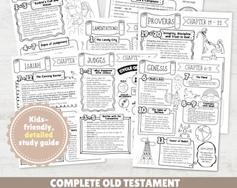 Old Testament Detailed Bible Study Guide for Kids - With Coloring Images (Instant PDF Download)
