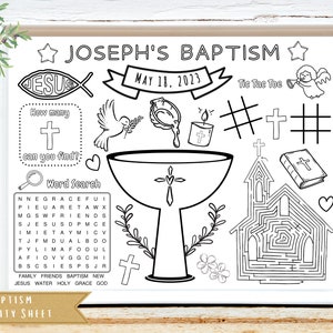 Foglio da colorare per il battesimo / Attività per bambini sul battesimo / Battesimo / Foglio di attività per bambini / Personalizzato / Download digitale