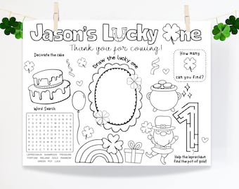 St. Patrick's Lucky One Activity Sheet: Personalized Party Favor (Digital Download)