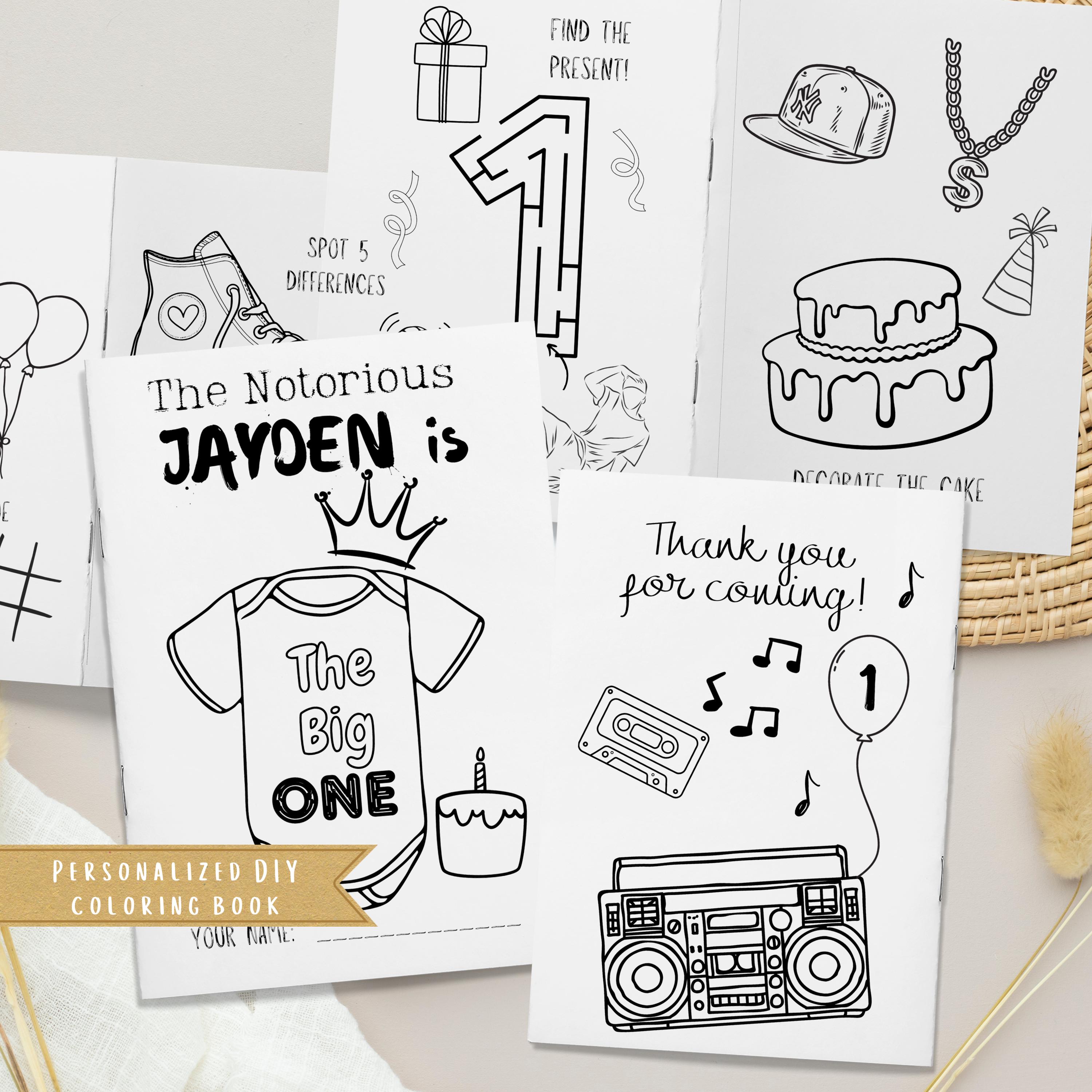Notorious ONE Birthday Coloring Pages: 90s Theme Party (Digital Download)