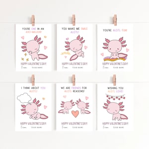 Saint-Valentin en classe | Carte Saint-Valentin Axolotl | Saint-Valentin pour enfants | L'école Saint-Valentin | Téléchargement instantané