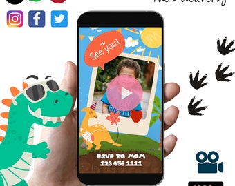 Dinosaur Animated Birthday Party Invitation Video (Digital Download)