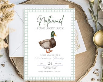 Lucky Duck Birthday Invitation Template: Editable Duckling Party Invite (Digital Download)