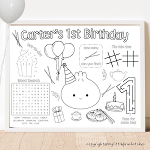 Little Dumpling 1st Birthday Activity Placemat: Dim Sum Party Game (Digital Download)