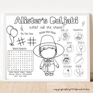 Korean Doljabi Activity Sheet: First Birthday Coloring Placemat (Digital Download)