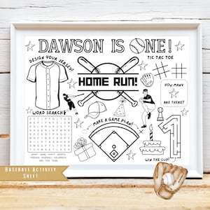 Baseball Birthday Party | Rookie of the Year | First Birthday | Party Favor | Coloring Sheet | Personalized Activity Sheet