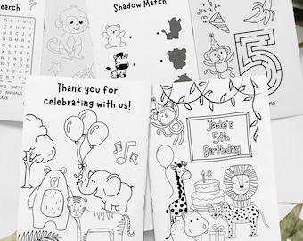 Jungle Animals Birthday Coloring Book: Personalized Party Activity (PDF)