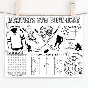 Hockey Birthday Party | Sports Theme Birthday Party | Kids Birthday | Party Favor | Coloring Sheet | Personalized Activity Sheet