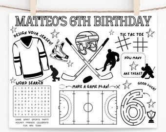 Hockey Birthday Party | Sports Theme Birthday Party | Kids Birthday | Party Favor | Coloring Sheet | Personalized Activity Sheet