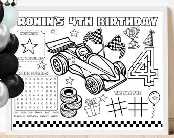 Race Car Birthday Party Coloring Sheet: Personalized Activity (Digital Download)