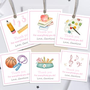 EDITABLE 6 x Etiqueta de regalo de agradecimiento para maestros / Etiqueta de agradecimiento para maestros / Tarjeta de regalo para maestros de aula de arte musical / Regalo para maestros imprimible