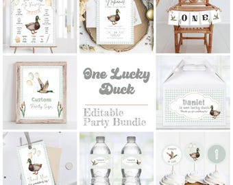 Lot fête d'anniversaire Un canard porte-bonheur : décoration modifiable (téléchargement numérique)