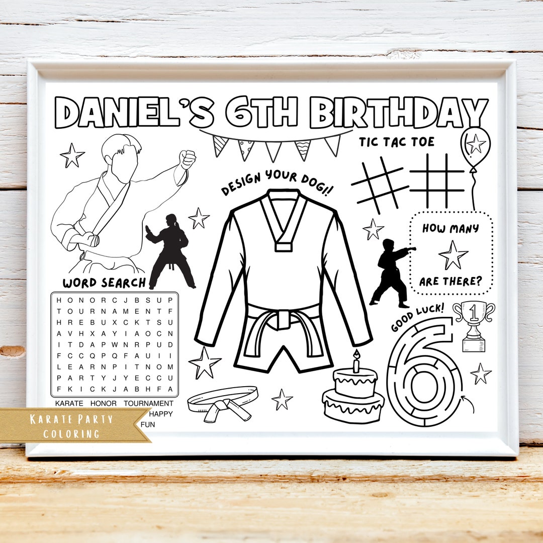 Karate Birthday Party Activity Sheet Karate Themed Party Favor Karate
