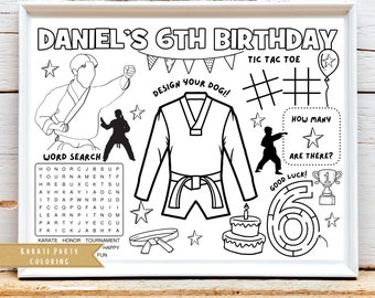 Karate Birthday Party Activity Sheet | Karate Themed Party Favor | Karate Party Coloring | Kids Activity Sheet | Digital Download