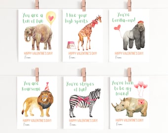 Animal Valentine's Day Cards: DIY Printable Classroom Valentines (Instant Download)
