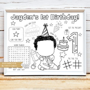 African Baby Birthday Activity Sheet | Black Baby Party Favor | African Baby Girl Baby Boy Coloring Sheet | Kids Party Activity