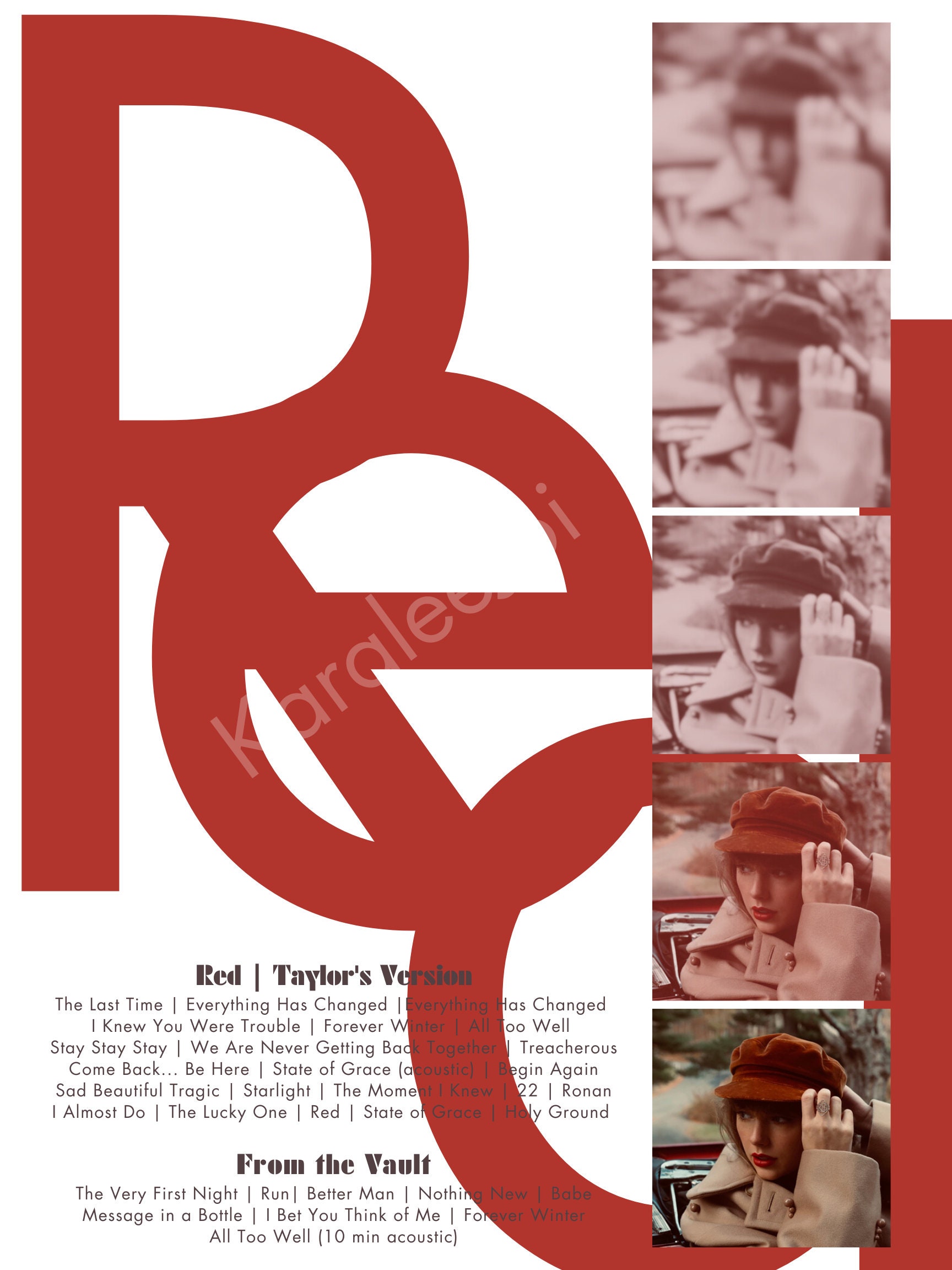 Taylor Swift Red Taylor's Version Poster Etsy Australia